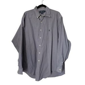 Ralph Lauren Yarmouth Cotton Shirt SZ 16.5 34/35 Gingham Button Down Long Sleeve